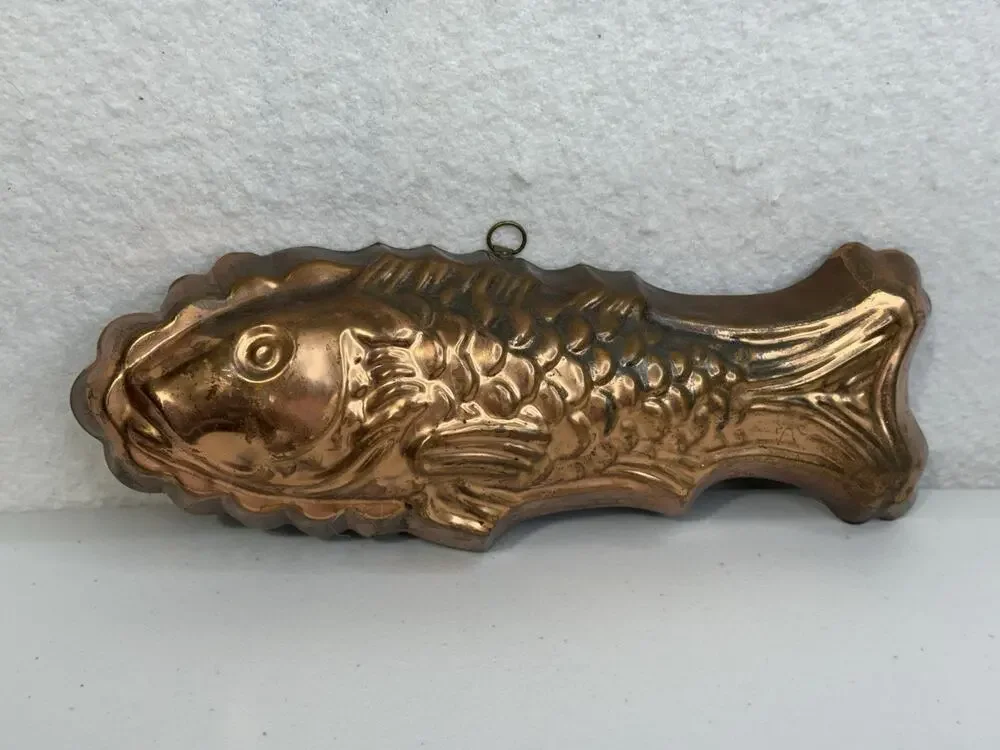 Tagus Portugal Copper Fish Mold VTG Patina 12” x 5